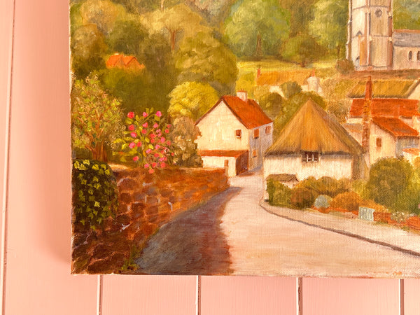 Pretty Village Oil Painting