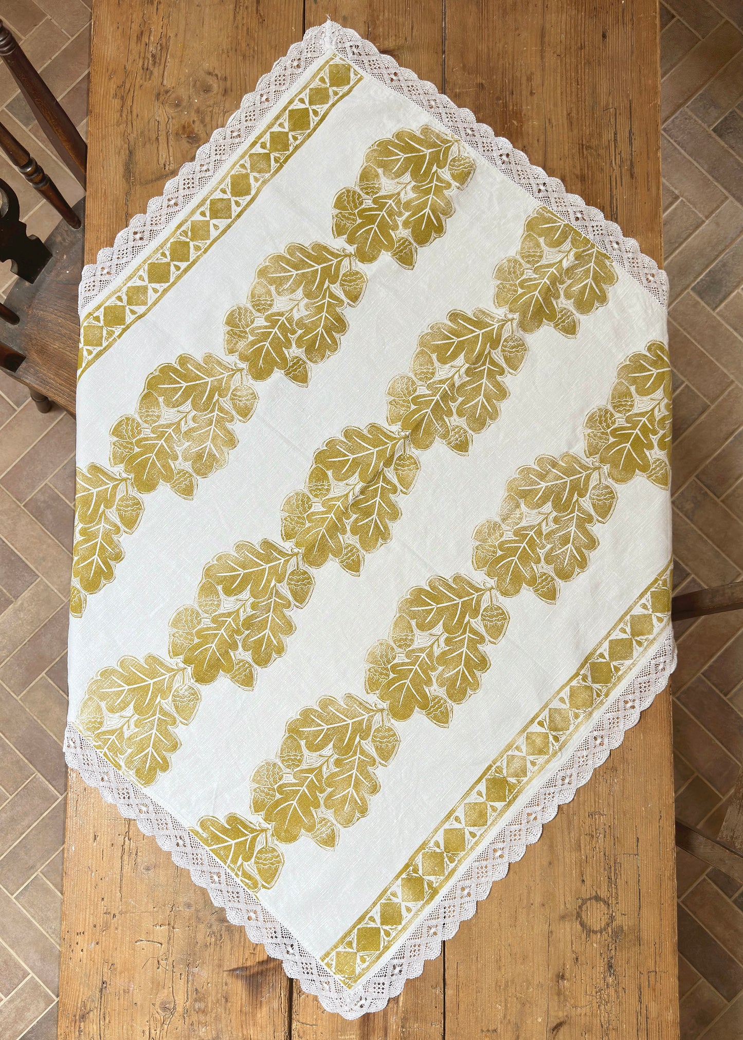 Oak & Acorn- Reworked Tablecloth