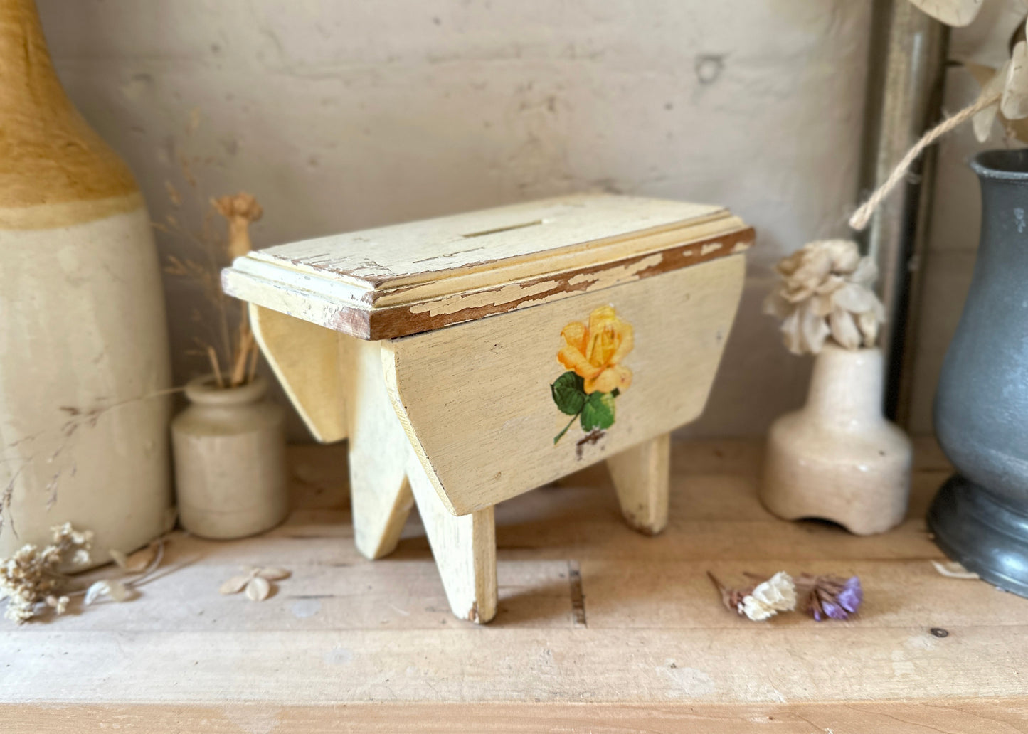 Wooden Stool Money Box