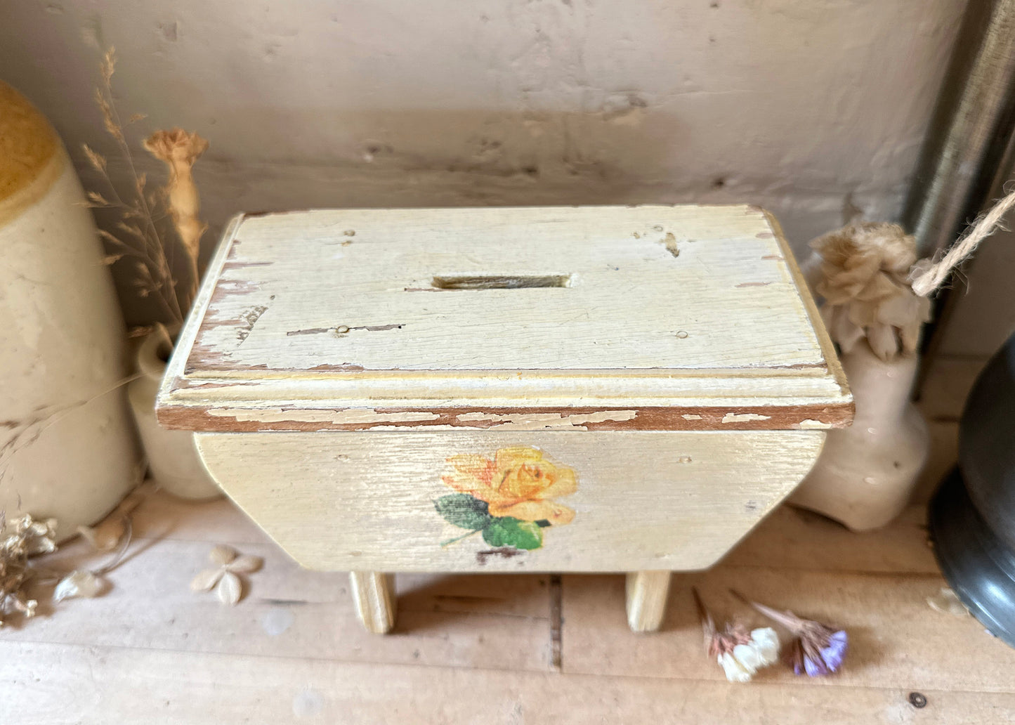 Wooden Stool Money Box