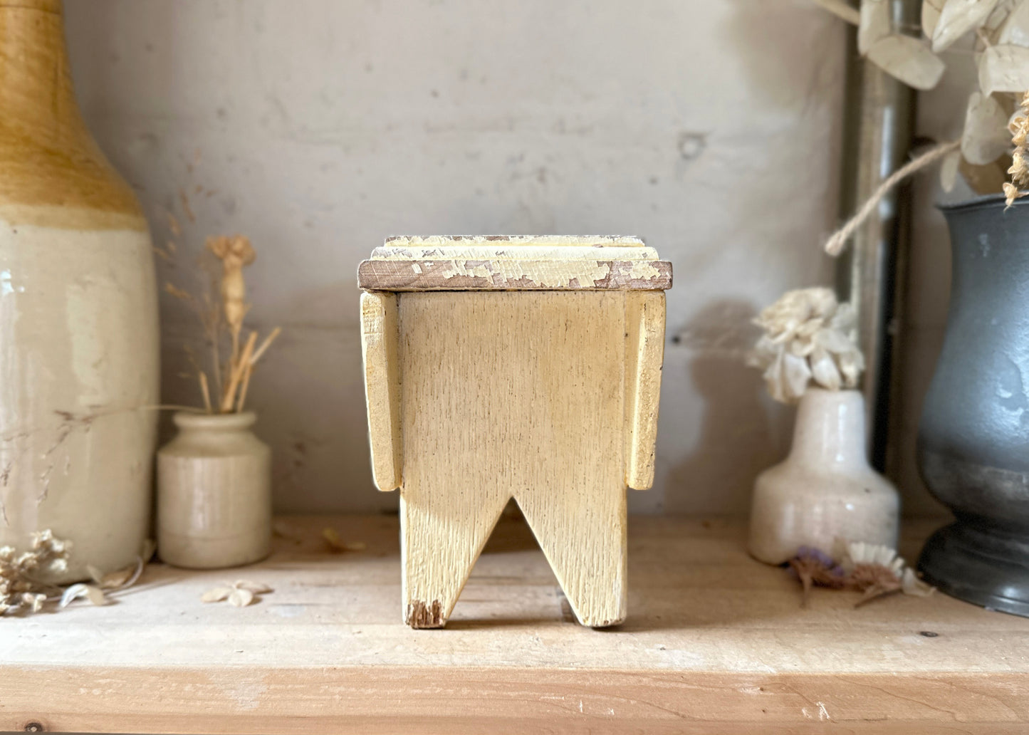 Wooden Stool Money Box