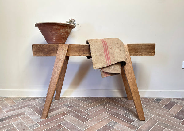 Jointed Oak Trestle Bench