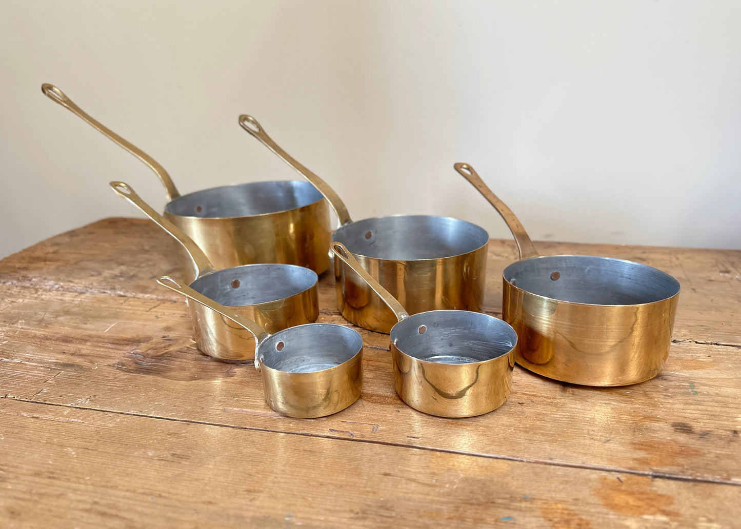 Set of 6 Brass Graduated Pans