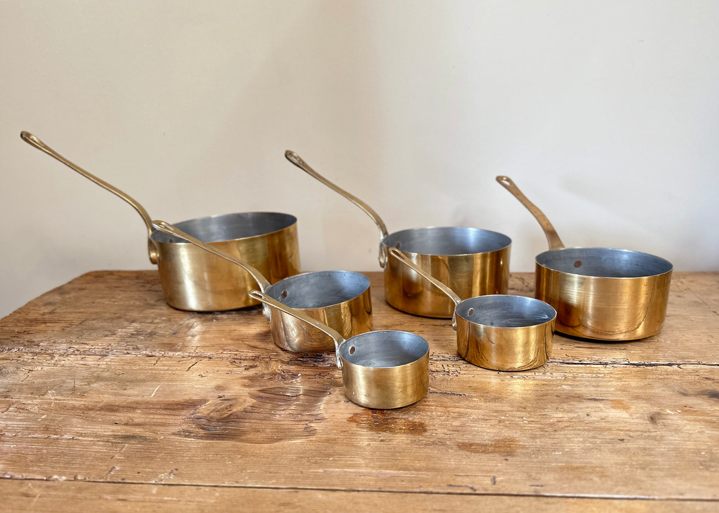 Set of 6 Brass Graduated Pans