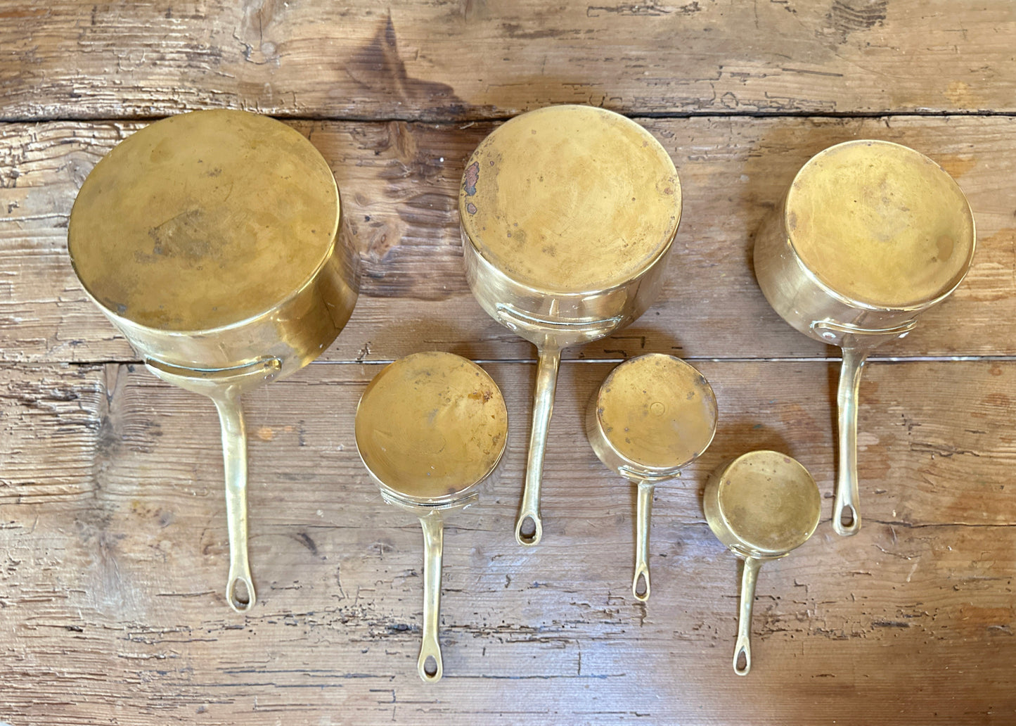 Set of 6 Brass Graduated Pans