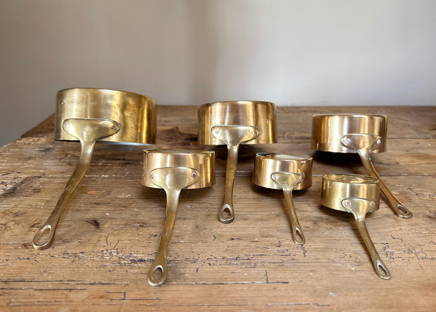 Set of 6 Brass Graduated Pans