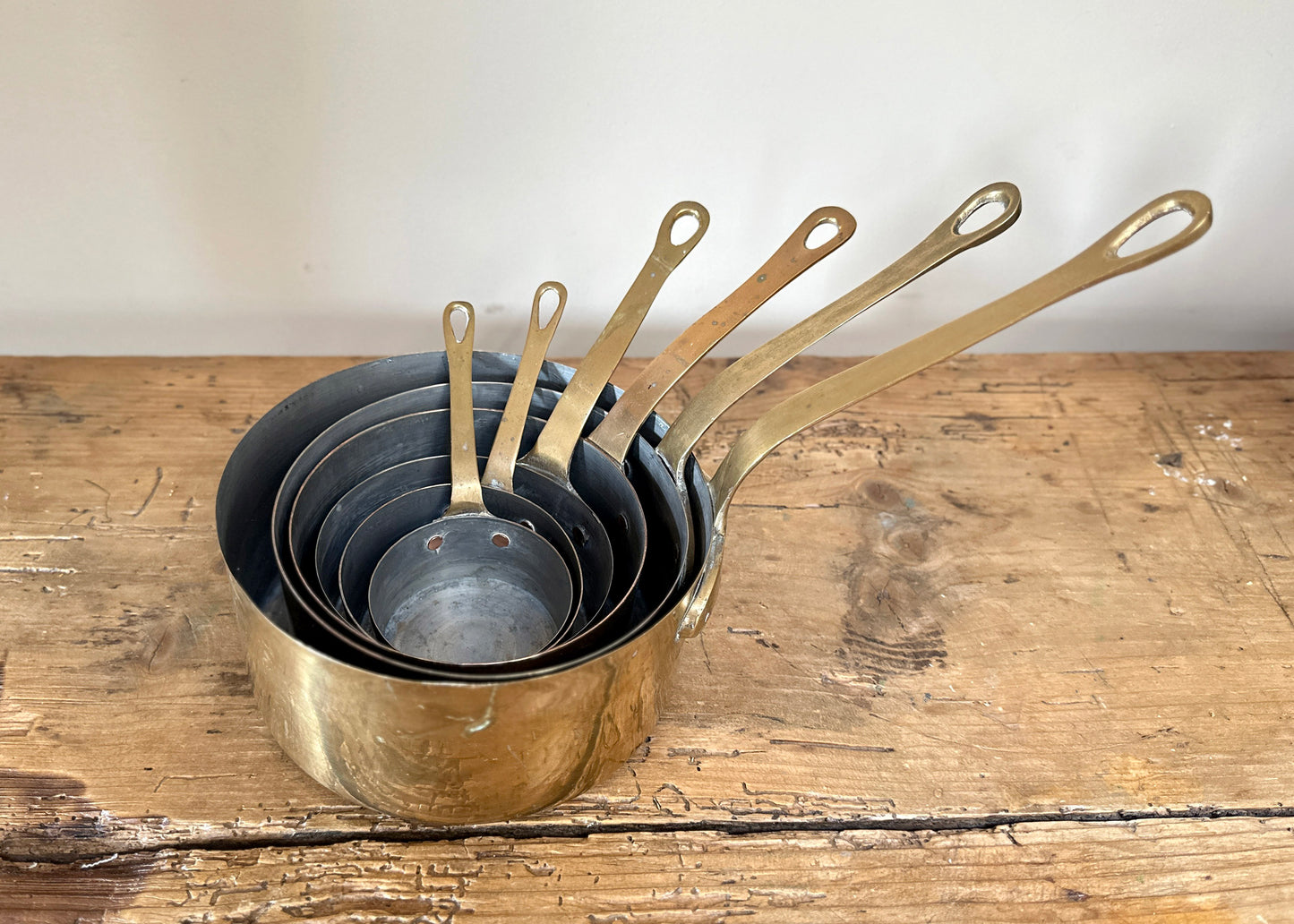 Set of 6 Brass Graduated Pans