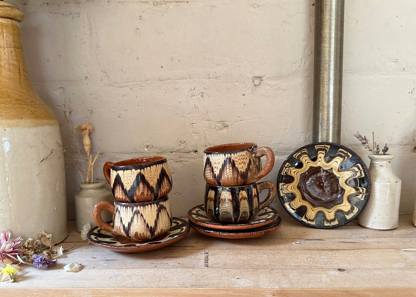 4x Bulgarian Pottery Espresso Cups