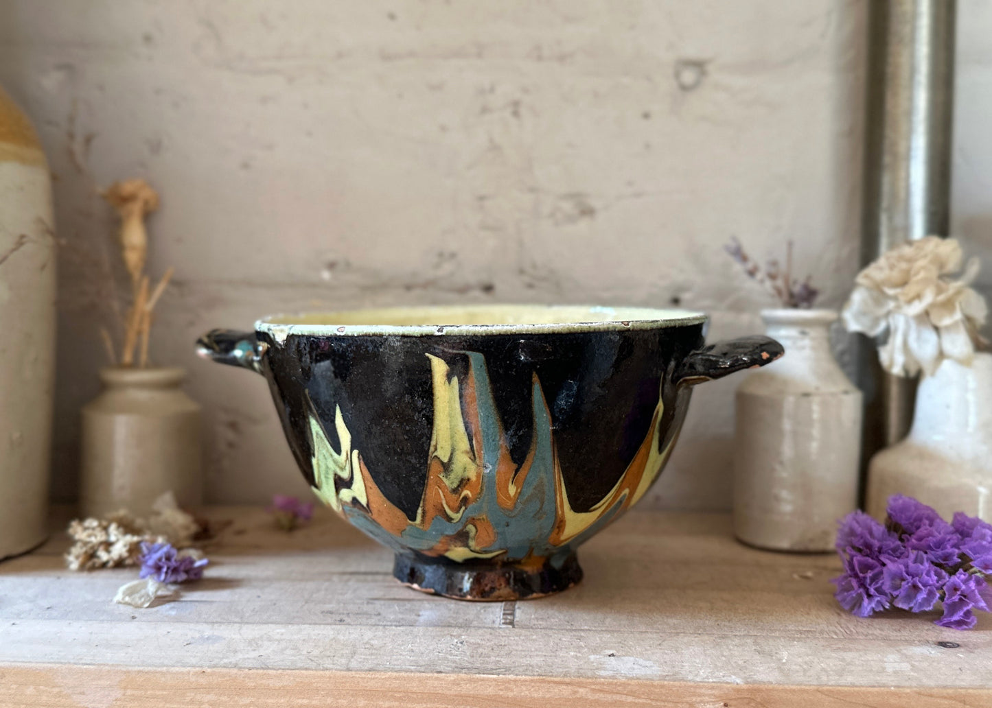 x3 Clay Marble Glaze Bowls