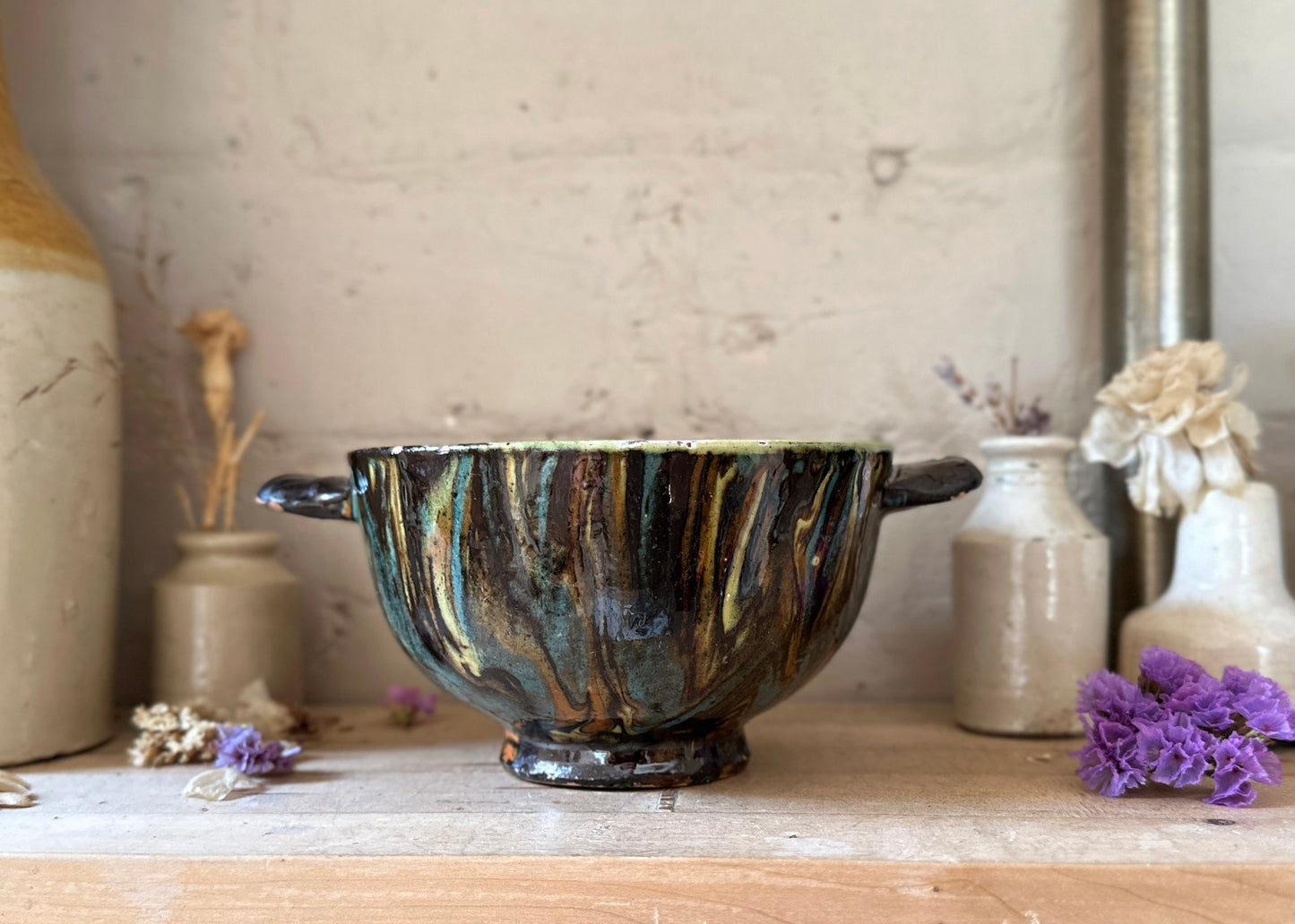 x3 Clay Marble Glaze Bowls