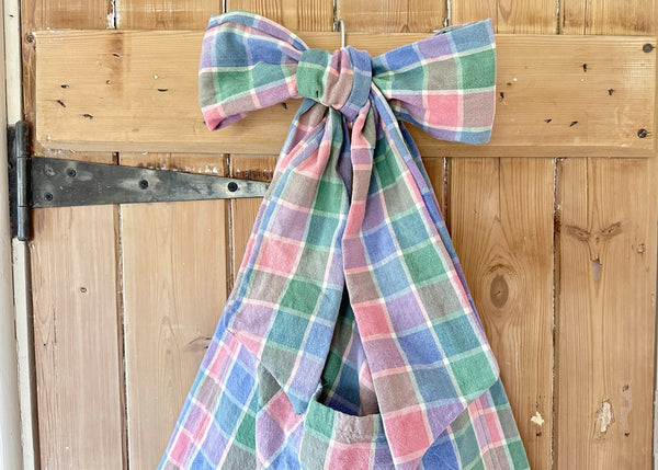 Adjustable Bow Shoulder Bag- Gingham Tablecloth