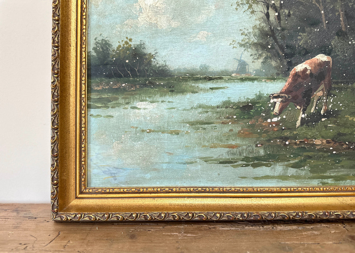 Antique Cow Oil Painting