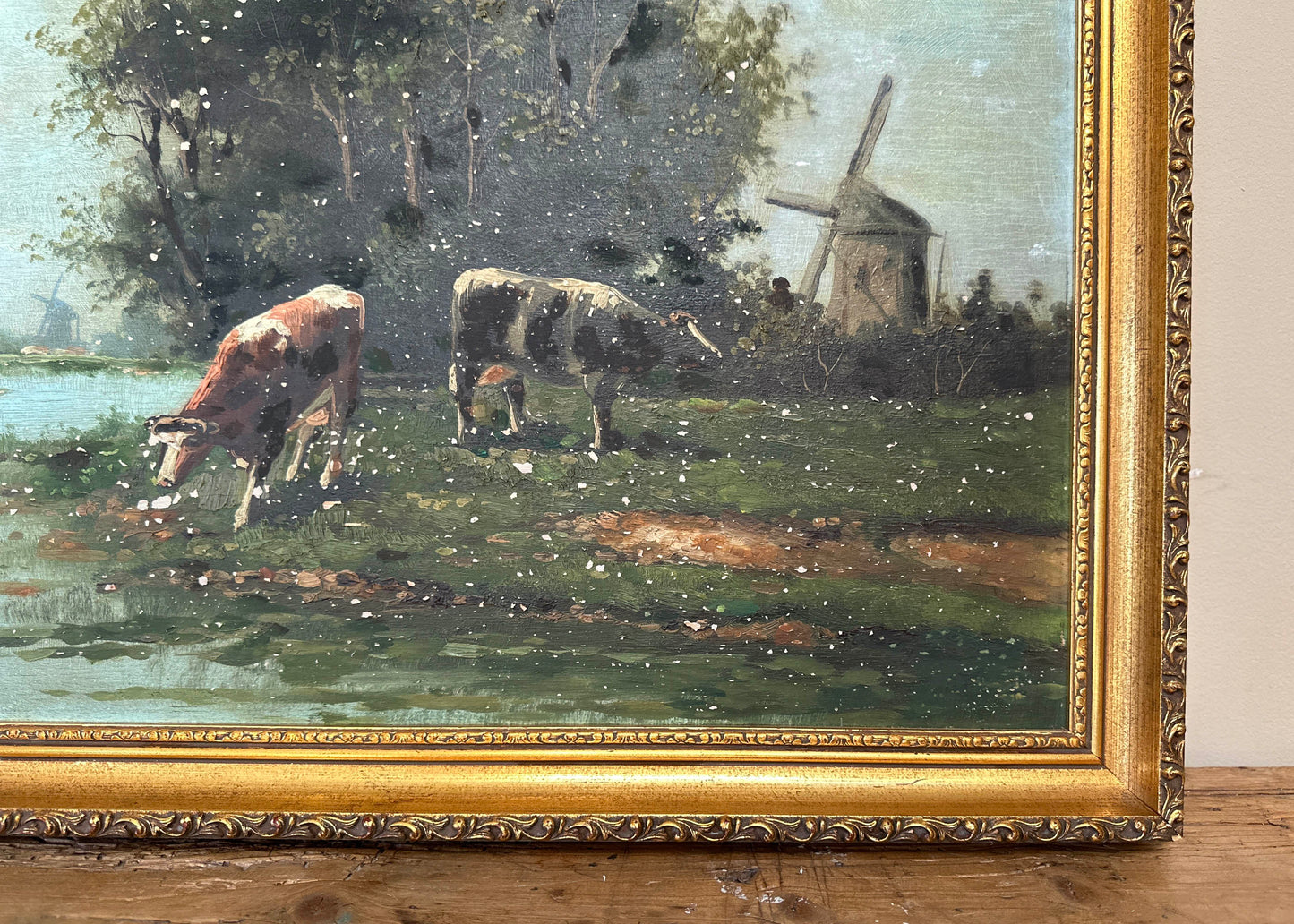 Antique Cow Oil Painting