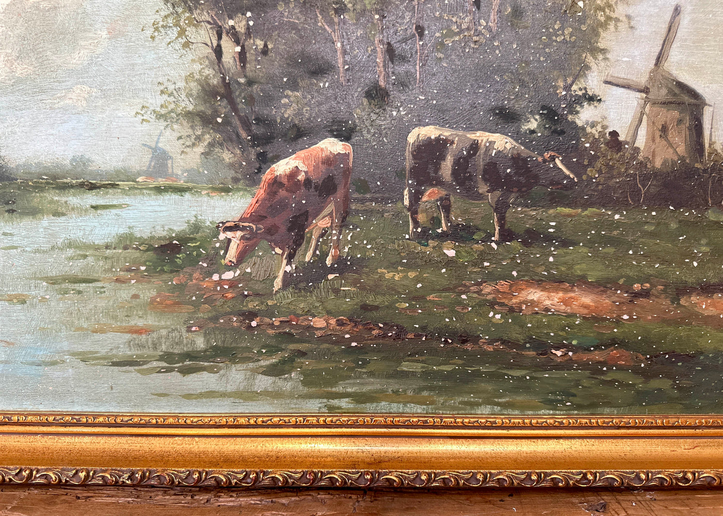 Antique Cow Oil Painting