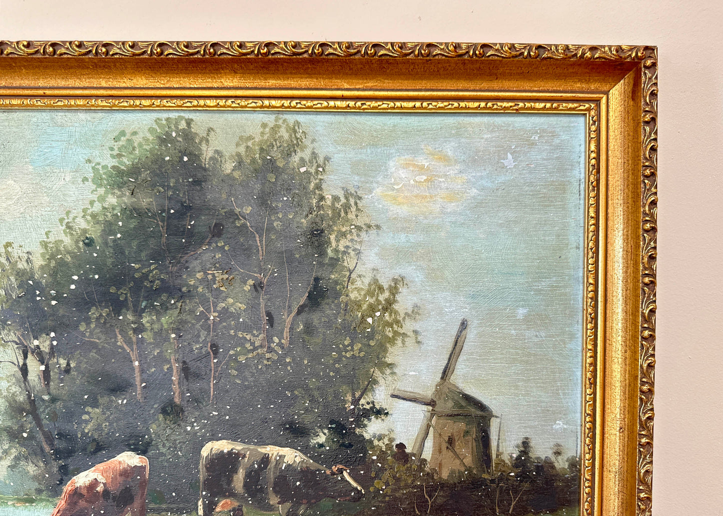 Antique Cow Oil Painting