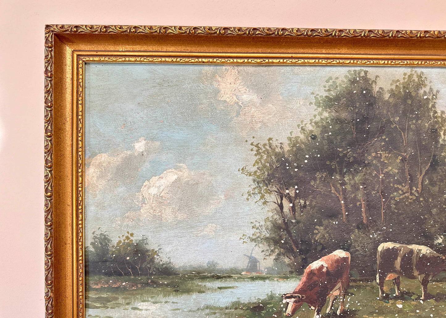 Antique Cow Oil Painting