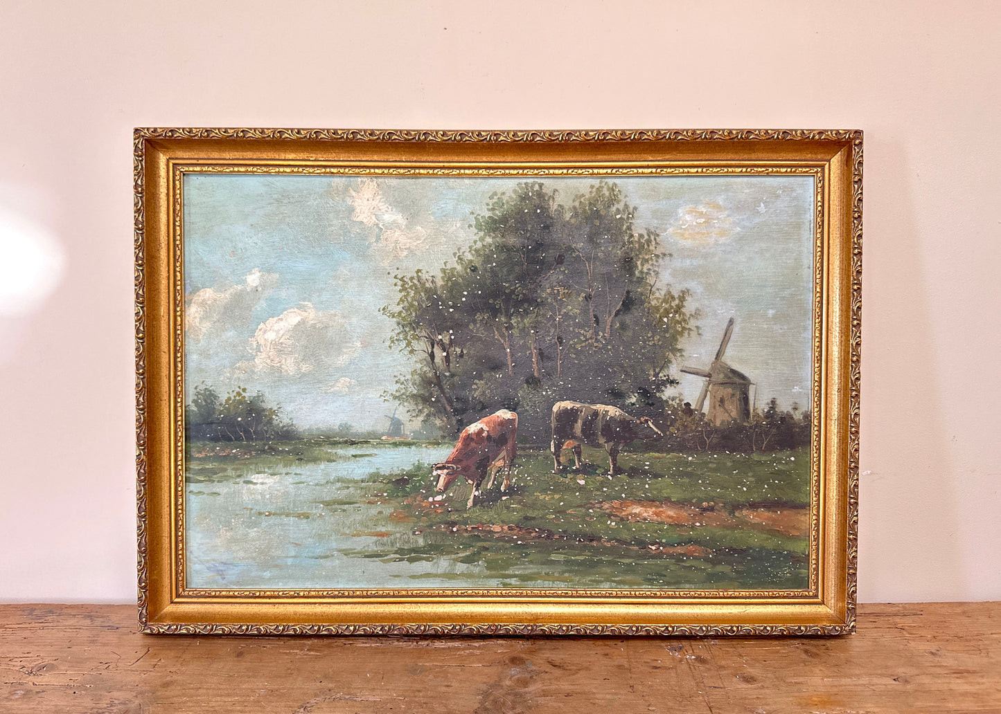 Antique Cow Oil Painting