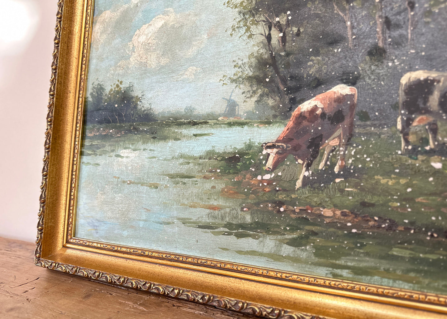 Antique Cow Oil Painting