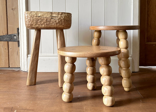 Short Bobbin Leg Milk Stool - Made by Alan