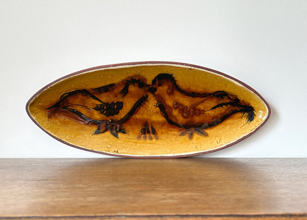 Slipware Birds Oval Dish