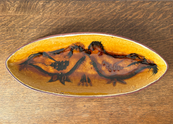Slipware Birds Oval Dish