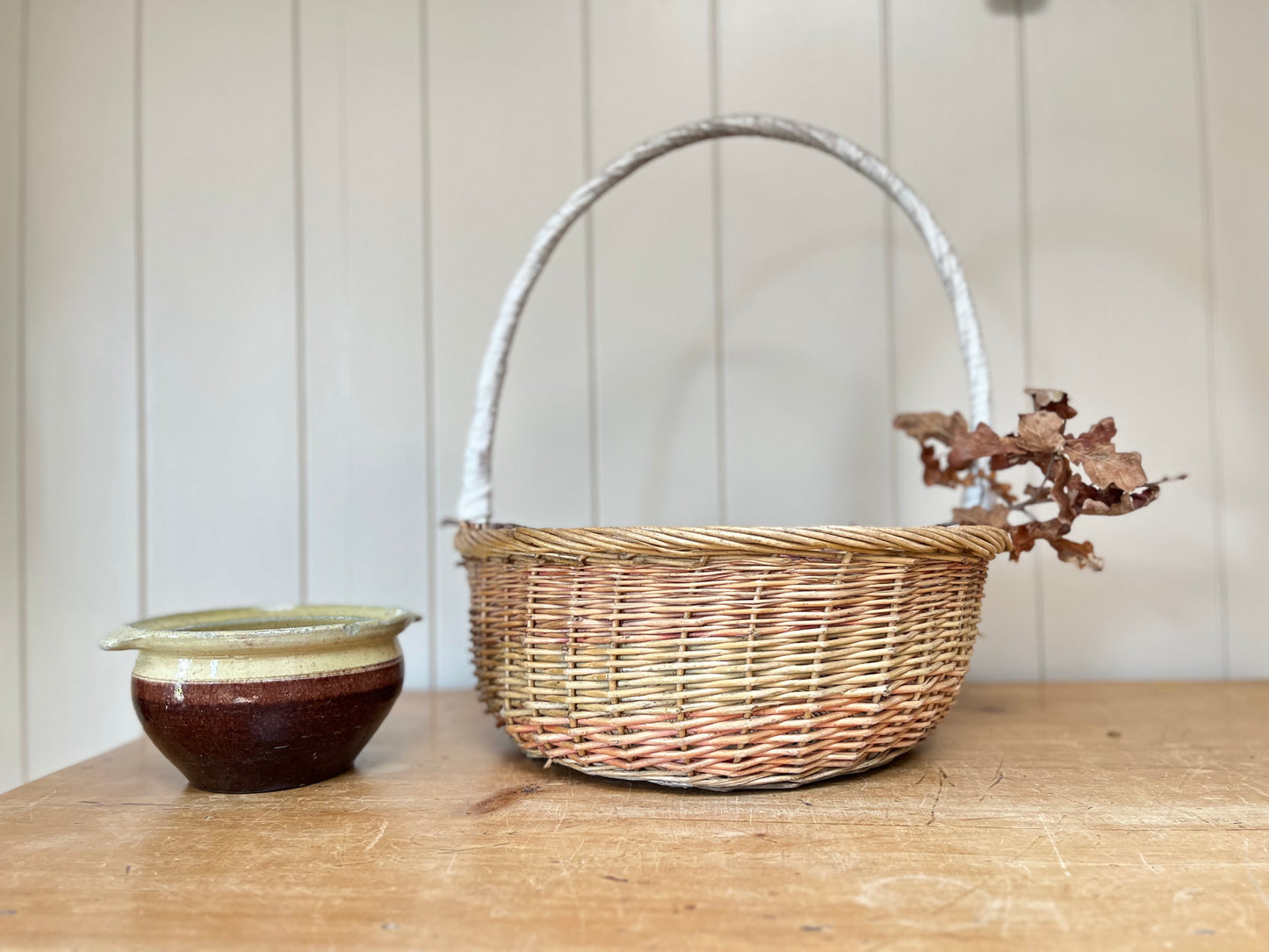 Weathered Wicker Foraging Basket