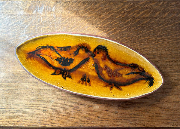 Slipware Birds Oval Dish