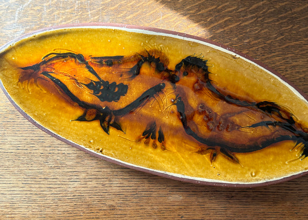 Slipware Birds Oval Dish
