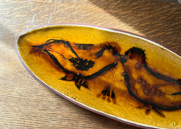 Slipware Birds Oval Dish