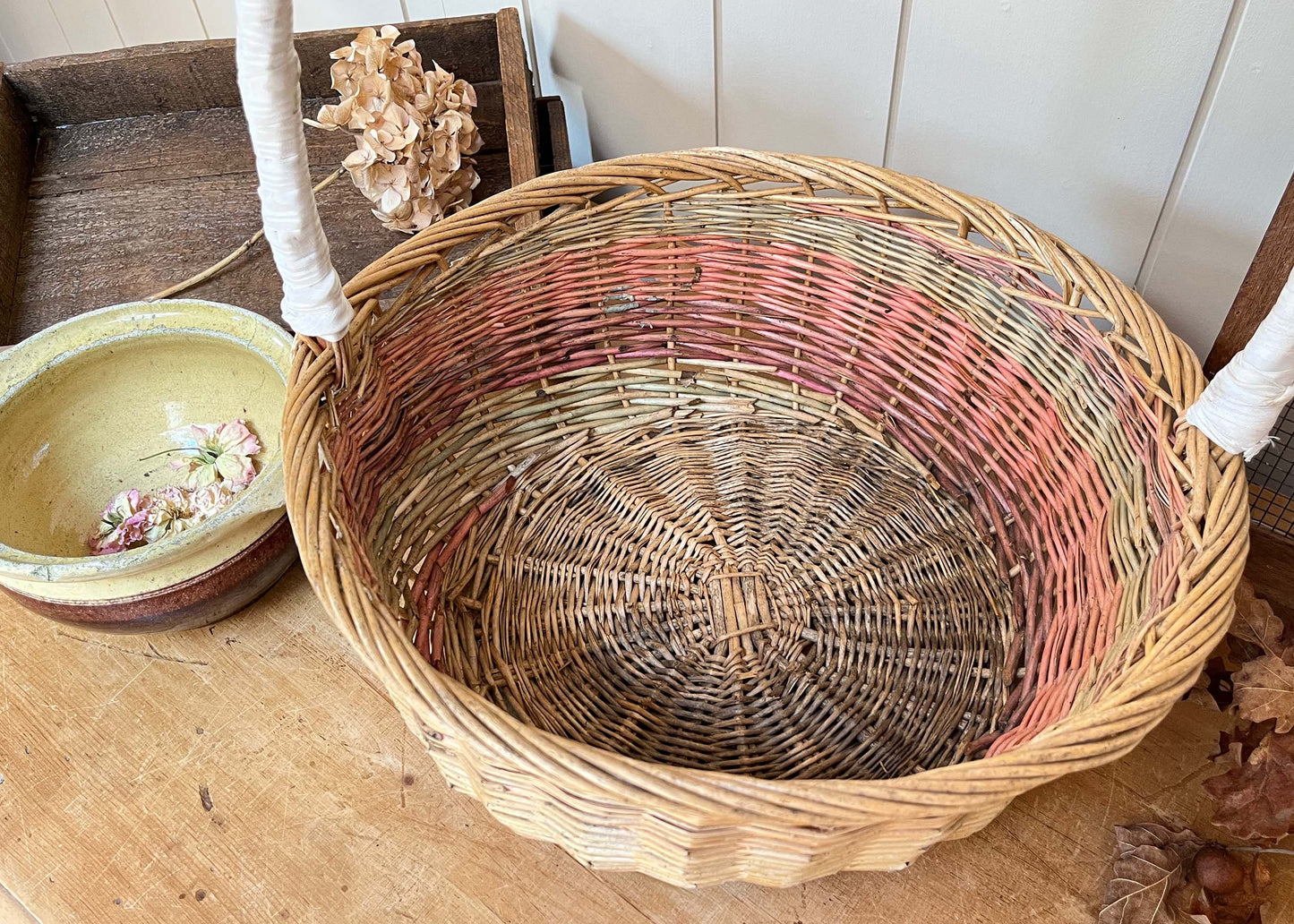 Weathered Wicker Foraging Basket