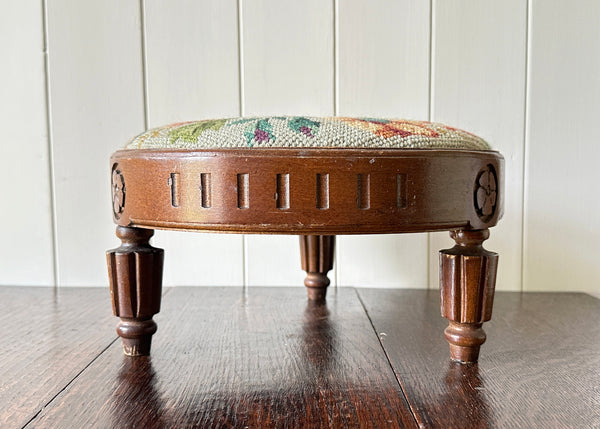 Round Embroidered Foot Stool