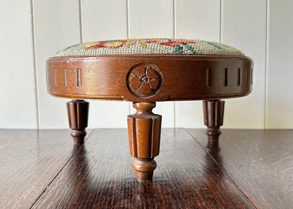 Round Embroidered Foot Stool