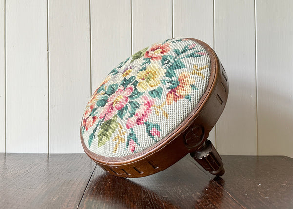 Round Embroidered Foot Stool