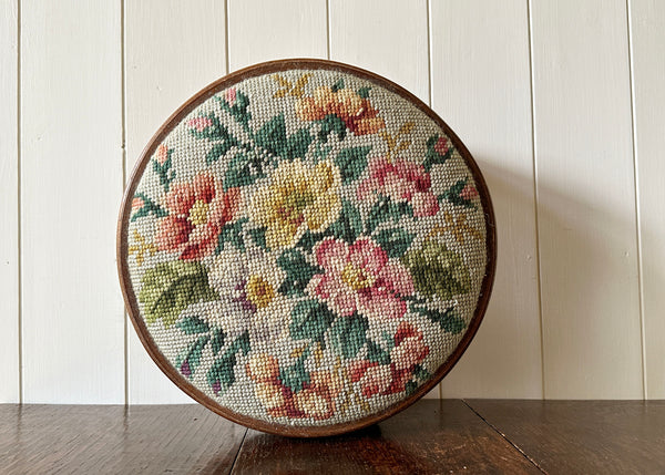 Round Embroidered Foot Stool