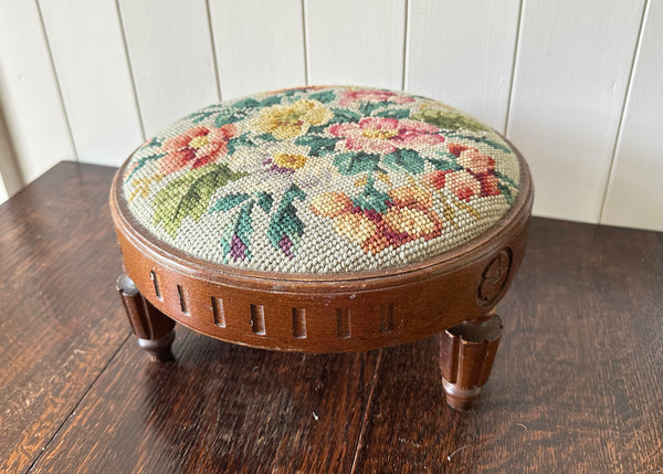 Round Embroidered Foot Stool