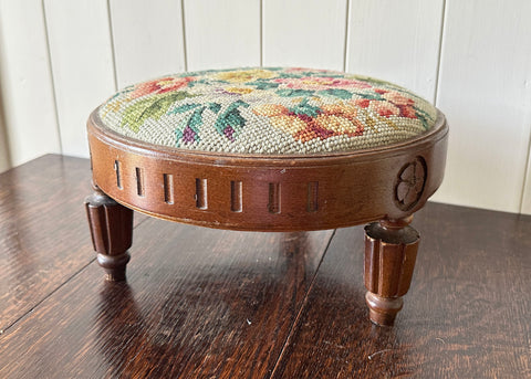 Round Embroidered Foot Stool