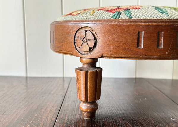 Round Embroidered Foot Stool