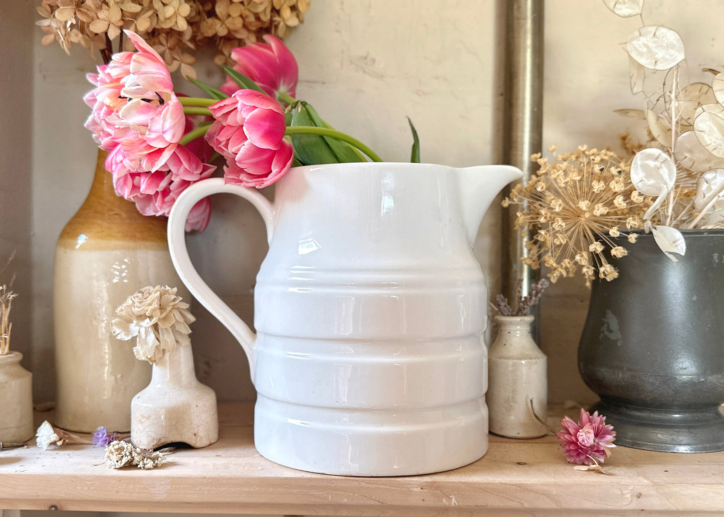 White Banded Ironstone Jug