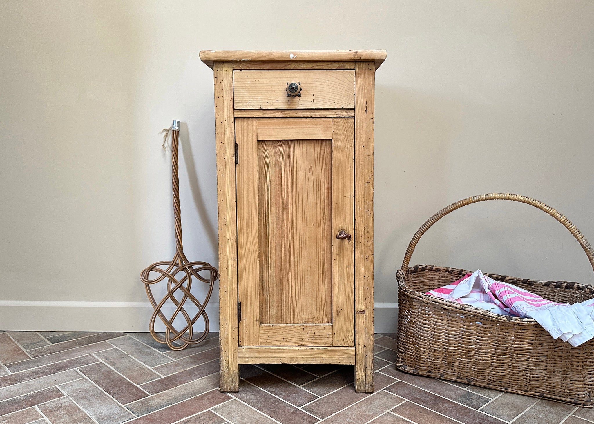 Stripped Pine Bedside Cabinet