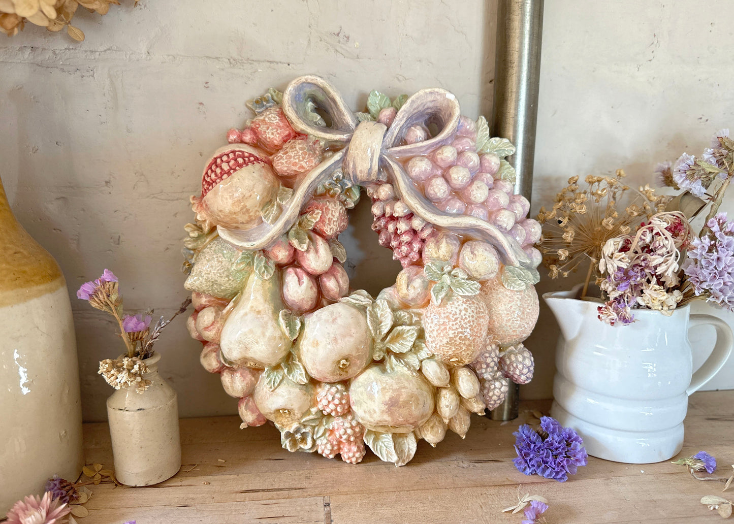 Ceramic Fruit Harvest Wreath