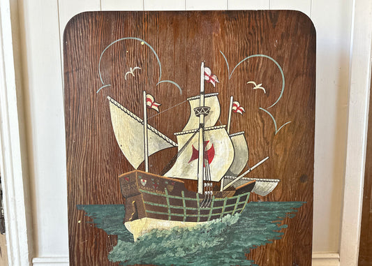 Painted Ship Wooden Fire Screen