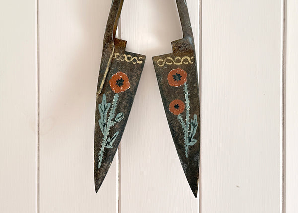 Painted Red Poppies Metal Shears