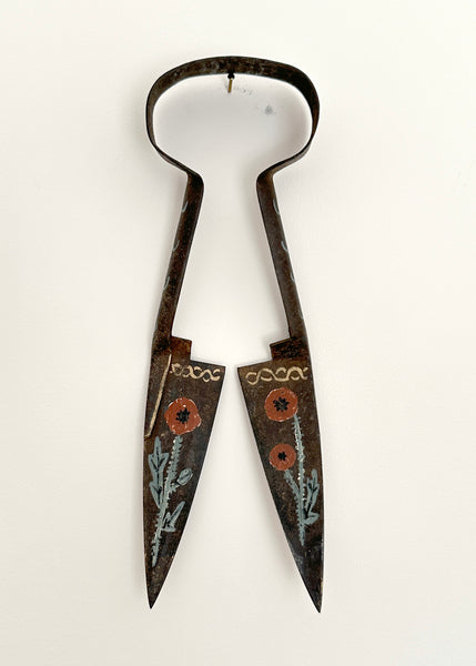 Painted Red Poppies Metal Shears