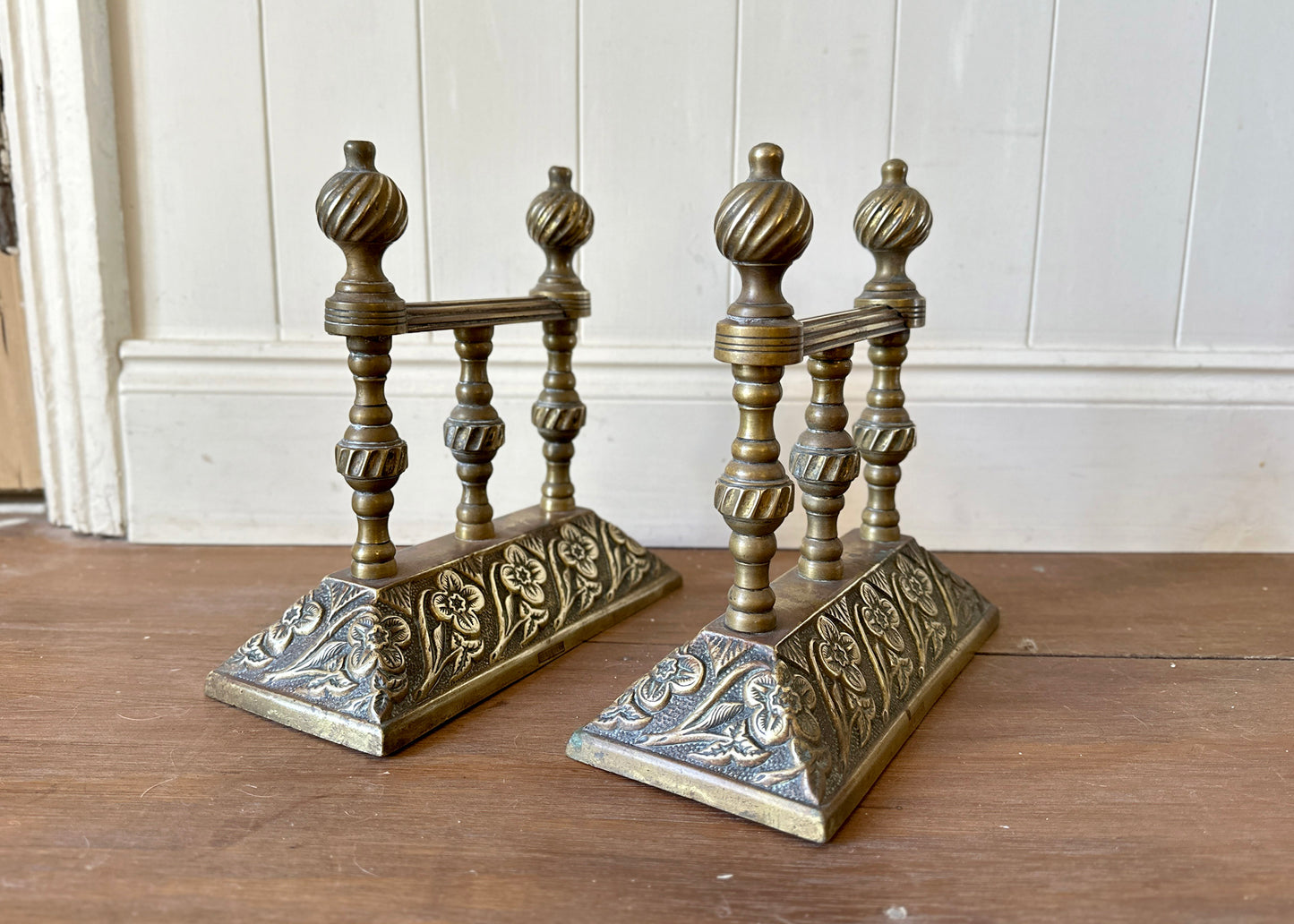 Pair of Victorian Brass Fire Dogs