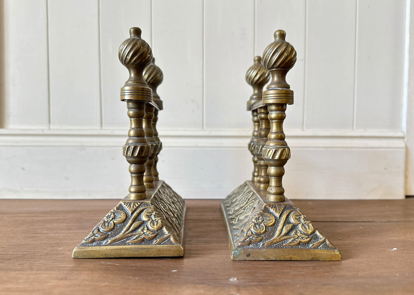 Pair of Victorian Brass Fire Dogs