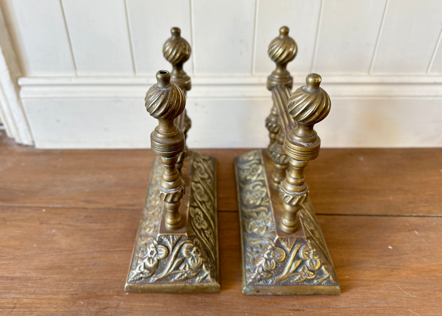 Pair of Victorian Brass Fire Dogs