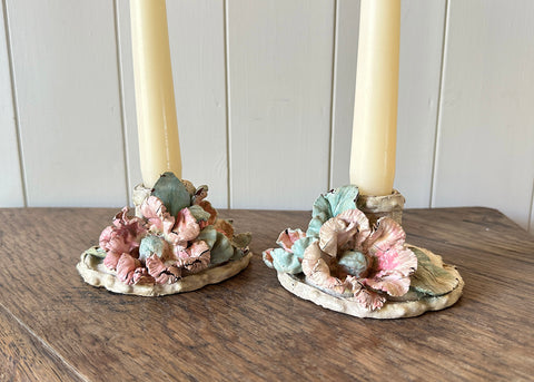 Pair of Floral Candle Holders