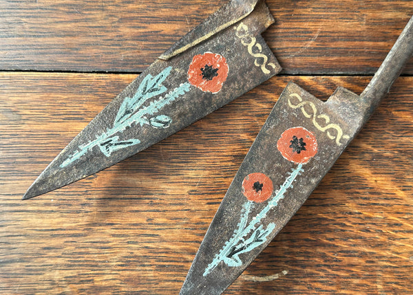 Painted Red Poppies Metal Shears