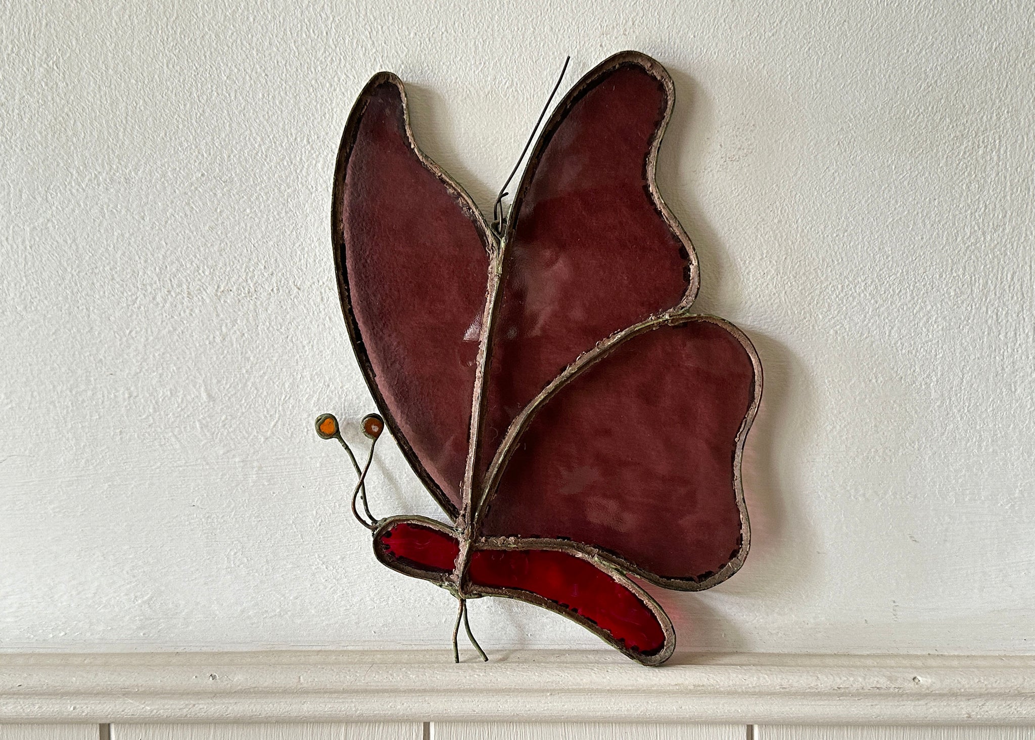 Red Butterfly Glass Sun Catcher