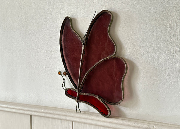 Red Butterfly Glass Sun Catcher